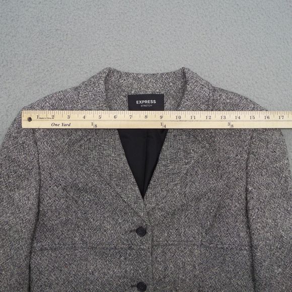 Express Blazer Women Small Gray Career Office Single Breast Textured Jacket - Picture 6 of 11